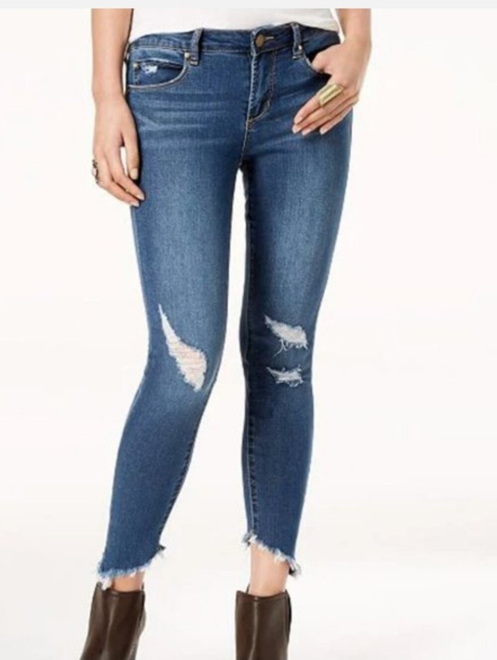 Articles Of Society Sammy Ripped Skinny Distressed Skinny Jeans in Blue